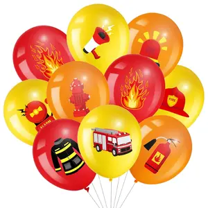 45 Pcs Latex Fire Truck Balloons Fire Truck Birthday Party Balloons Orange Red Yellow Firefighter Birthday Party Decorations For Kids Rescue Theme Decorations, Firefighter Favor Supplies