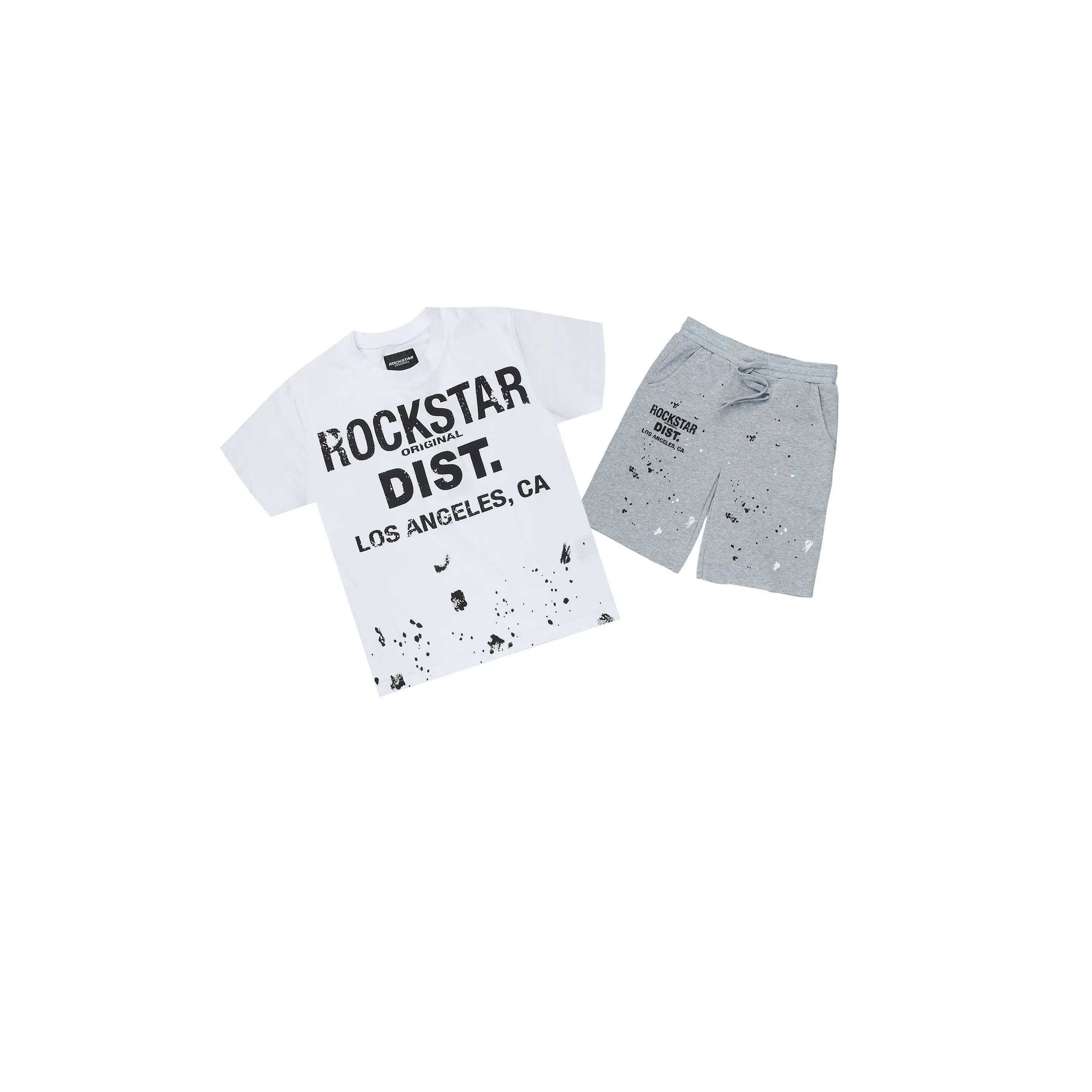 Boys Scottie White/Heather Grey Short Set