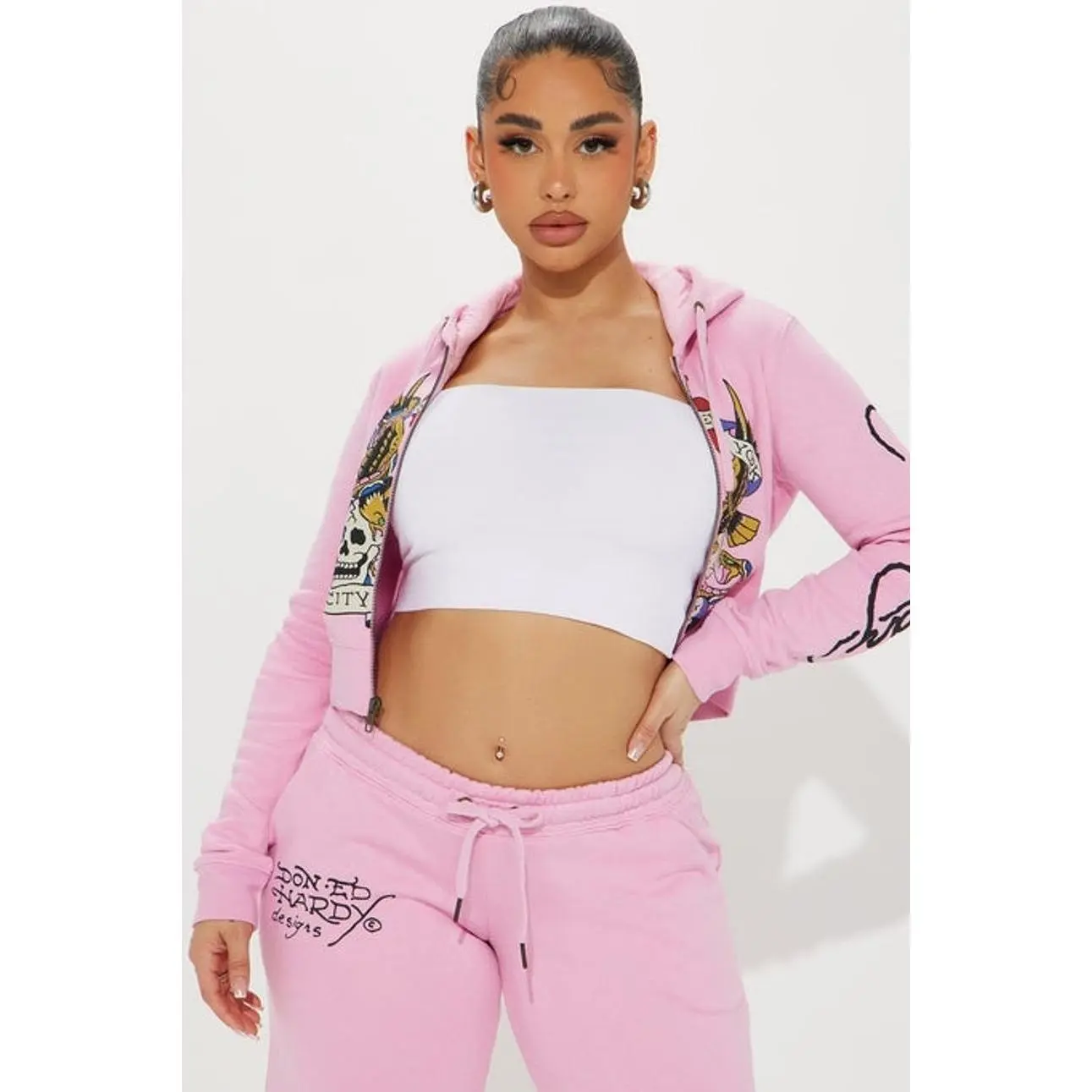 ed hardy grey and pink set - TikTok Shop