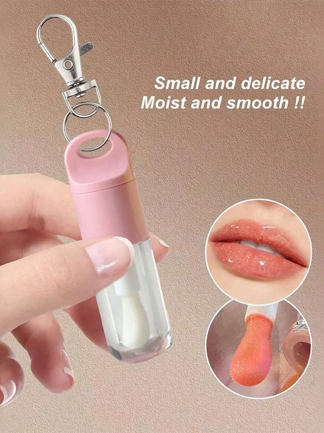 Transparent Lip Gloss Tube 5ML with Keychain, Portable Reusable Lip Color Bottle, Travel Lipstick Organizer, Leak-Proof Brush Head, Transparent Container