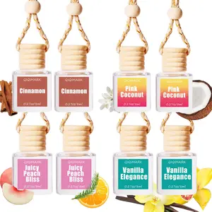 8pcs Car Air Freshener Hanging Car Diffuser Set Long Lasting Pink Coconut & Cedarwood Fragrances Christmas Wreath Design Car Decor Accessory Perfect Gift