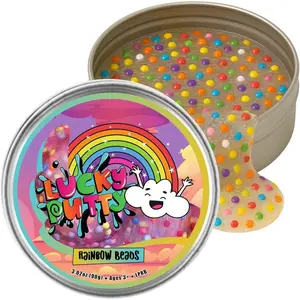 's Rainbow Beads - 3.2oz Clear Slime Toy in Protective Tin - Stretch, Bounce, Pop, Tear, Sculpt - Stress-Reliever, Creativity Enhancer, Sensory Play for All Ages