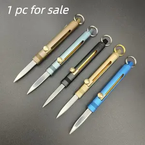 Mini Brass Push-Pull Knife Keychain, Sharp Camping Hiking Outdoor Fishing Tool, Daily Carry Pocket Knife, Durable & Portable Design, Outdoor Multifunctional Tools, Portable Multipurpose Knives