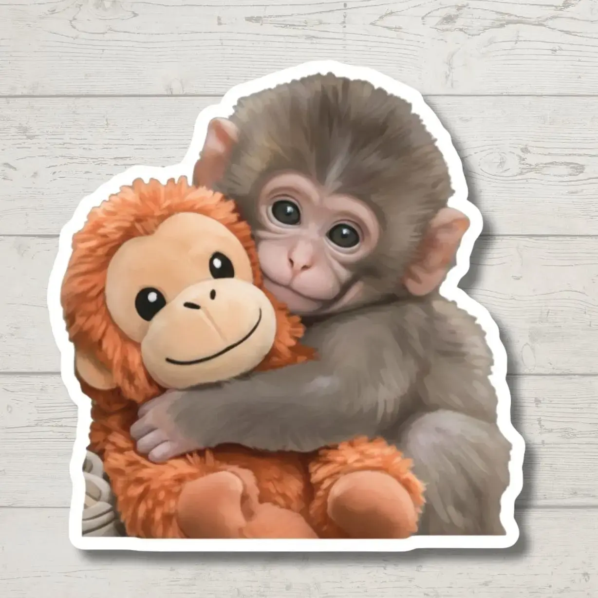 Viral Baby Monkey Sticker - Punch The Monkey Cute Decal For Water Bottles And Laptops - Famous Zoo Monkey - Emotional Support Animal Sticker