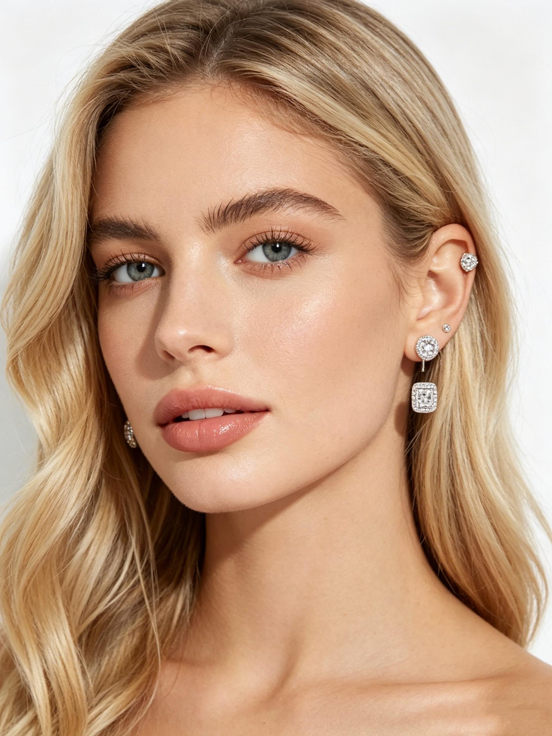 Cushion Round Moissanite Stud Earrings - S925 Silver Post, Nickel-Free, Hypoallergenic, Elegant Minimalist, Versatile Earrings for Casual Outfits, Date Nights, Viral Gen Z GRWM Aesthetic Luxury Star Vibe Jewelry Gift for Women