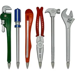 Funny Pens Desk Toys Novelty Pens for Adults - 6 Pcs Construction Tool Shaped Ballpoint Pen Set, Cool Office Supplies & Unique Gifts for Men, Coworkers, Dads, Home & Office Use