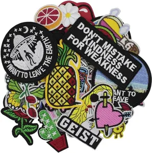 Mix Pack Assorted 42pcs Iron on Patches for Clothes Embroidery Sew on Appliques Patches for Jeans Jackets Vest Backpacks Shirt to Cover Logo Dirt Rip