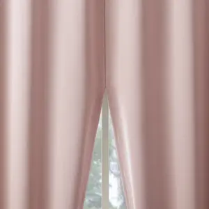 2pc 52"x63" Sun Zero Blackout Aria Magnetic Closure Back Tab Curtain Panel Pair Blush: Energy Efficient, Noise Reduction