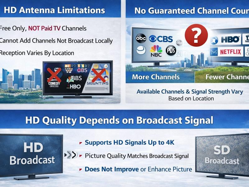 Indoor HDTV Antenna with 3M-Stick Base Long Range Amplified TV Antenna with Signal Booster for Free Local Channels Signal Reception May Vary by Area & Strength