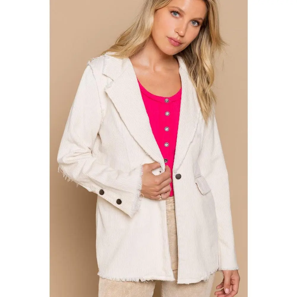 Oversized Corduroy Blazer - Beige
