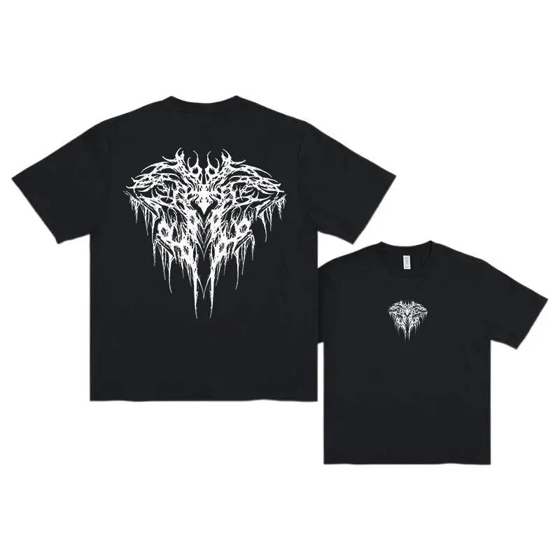 Gothic Geometric Print Tee, Dark Tone Graphic Shirt, TikTok Trending, Men's Streetwear Style, Edgy Urban Fashion, Casual Summer T-Shirt, Regular Fit Round Neck, Gift for Fashion Lovers