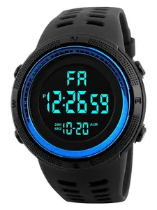 New Men's Trendy Large Dial Digital Wristwatch with Smart Timer, Alarm, Dual Calendar, Luminous Feature, Sporty Rubber Strap