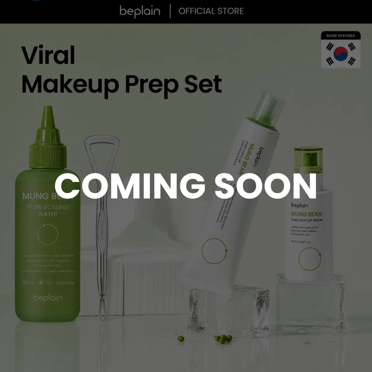 [COMING SOON] Korean Viral Makeup Prep Set, beplain ice glow duo, Korean Viral Sebum Softener Set, Mung Bean Pore Scaling Water, Mung Bean Pore Tight-Up Serum & Soothing Cream