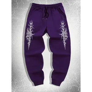 Men's Graphic Print Jogger Pants, Regular Fit Casual Comfy Sweatpants for Spring & Fall, Men's Trousers for Daily Wear