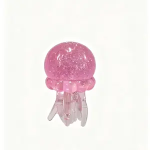 Stress Relief Squishy Toy, Cute Jellyfish Shaped Soft Gel Filled Squeeze Ball, Stretchy Elastic Glitter Fidget Toy, Calming Anxiety Reducing Hand Toy, Portable Relaxing Gift for Kids & Adults All Ages