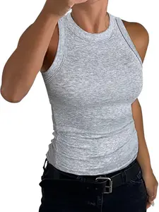 Women's Short Sleeve Scoop Neck Top, Ribbed Knit Basic Tee, Casual Summer Fitted Shirt, Trendy for Women