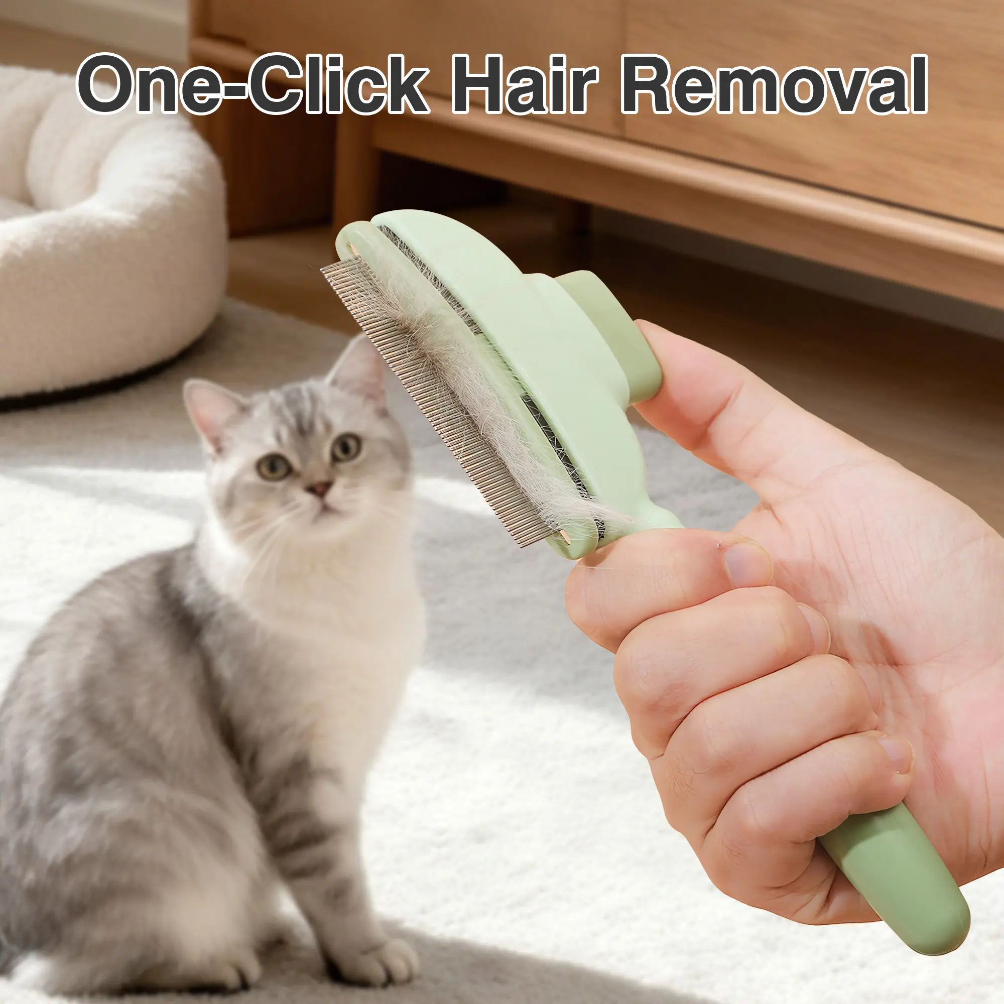 Stainless Steel Pet Grooming Brush - 1-Count, Portable, Lightweight, Skin-Gentle Pet Hair Remover for Home Care Duster Use