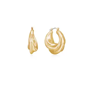 Ettika Crescent Swirl Hoop Earrings - Elegant Design with Smooth Finish and Simple Hoop Shape
