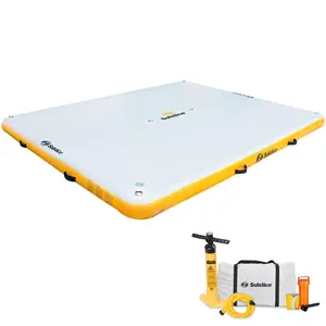 Solstice 10' x 10' Inflatable Floating Dock Rafting Platform with Pump and Bag