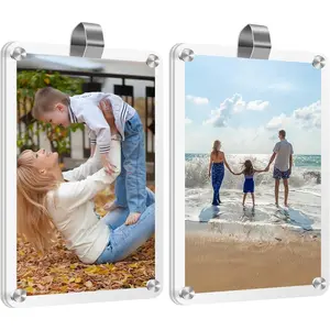 2 Counts Vertical Car Sunshade Photo Frame Clip - Acrylic Snap Clip Universal Fit for Cars, Clear Color - DIY Customizable Car Decor, Car Picture Holder Polaroid Magnetic Photo Holder Perfect Present for Couples, Family, Pet Memorabilia