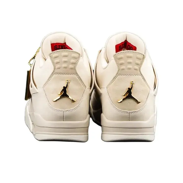 Brand New Unisex Cream Off White Suede Mid Top Retro Basketball Sneakers, Gold Metal Hardware Detailing Matching Light Beige Rubber Outsole Casual Sports Shoes With Original Box