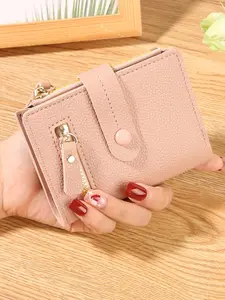 Women's Minimalist Casual Plain Color Short Wallet, Multi-card Slot Zipper Design Wallet, Trendy All-match Card Holder for Daily Use