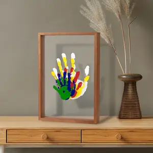 Handprint Kit - Gifts for New Parents, Adoption Gifts, Create Lasting DIY Craft Keepsake Wooden Frame -Includes 5 Colors - Transparent Sheets (Brown)