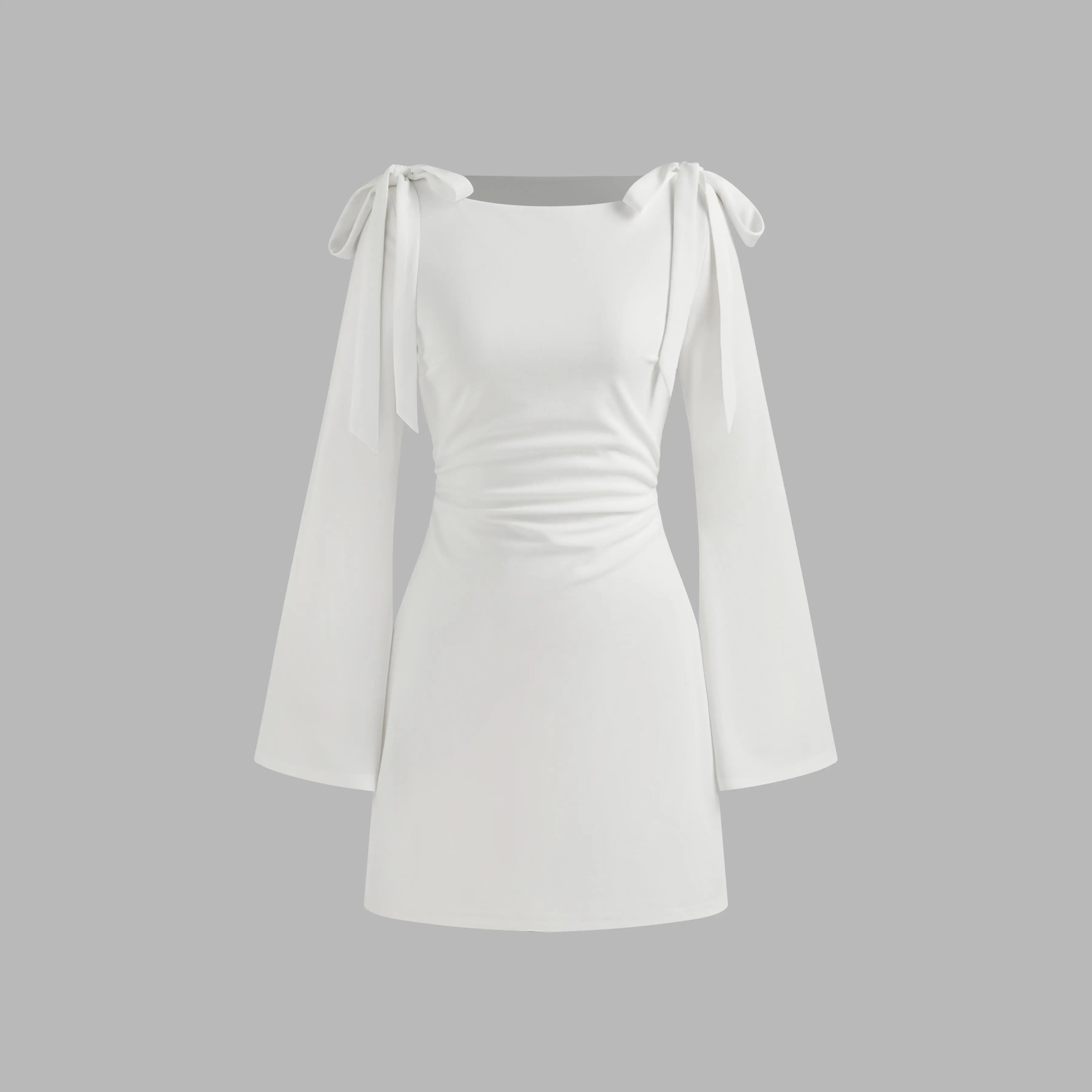 jacquard scoop neckline solid bowknot layered dress - TikTok Shop