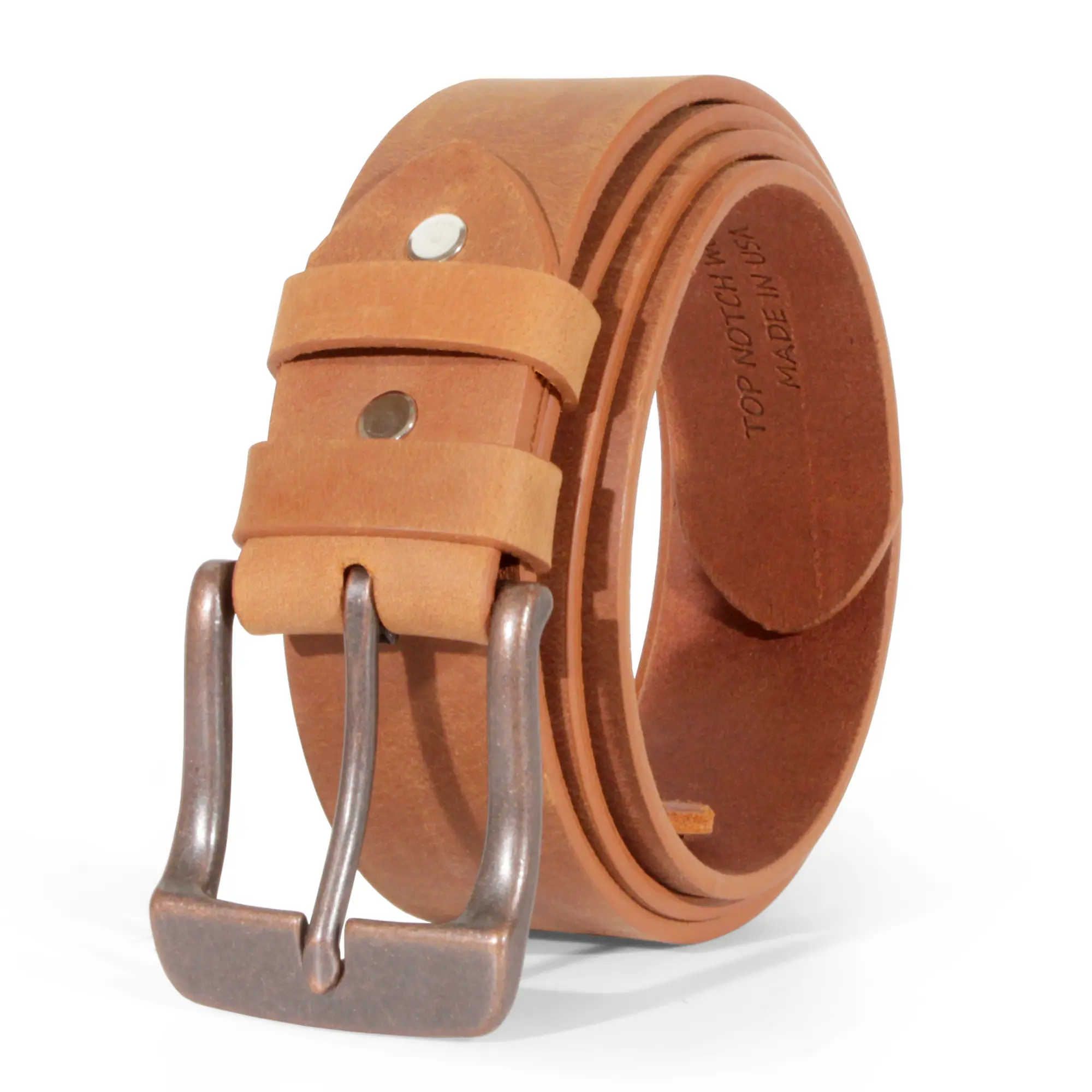 Mens Belts Leather Full Grain, Buffalo Leather, Handmade By Amish, 38mm Width & 3.6mm Thickness (Mustard)