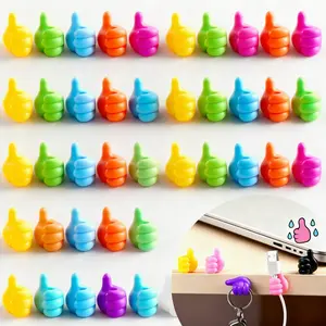 Must-Have Hangable Cord Organiser 20Pcs Silicone Thumb Hooks Tool-Free Installation for Wires Keys USB Cables Desk Wall Car Nightstand Use
