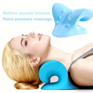 Cervical Traction Device | Neck & Shoulder Massager Pillow | Improve Hunchback & Neck Stiffness | Multi-Functional Stretch Pillow (Blue),Office neck pain relief,Self care Stress relief