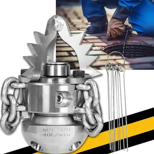 3/8 NPT, 40 L/min Sewer Jetter Rotating Nozzle - Sharp Tips With Link Chains - Stainless Steel for Removing Roots - for 40 L/min Pressure Washer Cleaning, Drain Pipe Cleaning
