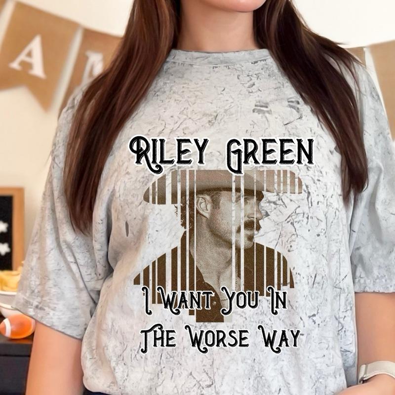 Riley Green Cottagecore T-Shirt - Classic Fit 100% Cotton Casual Style Short Sleeve Tee in Various Colors - Sweatshirt & Hoodie Options Available - Green, Spandex, Streetwear, Check, Flat, Comfort - Womenswear, Summer, Top, Crewneck, Blue Maternity
