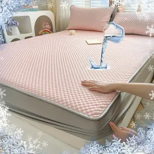 Waterproof Mattress Protector Set, 3 Counts/set Including 1 Count Fitted Sheet & 2 Counts Pillowcase, Comfortable Bedding Set for Home Bedroom, Waterproof Mattress Cover