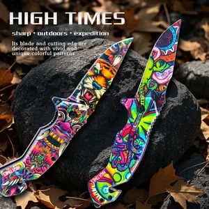 Colorful Flexible Kitchen Knives，Stainless Steel Handcrafted Multifunction Knife，1PC 3.3-inch small knife with 3D texture, a high-carbon steel knife, a kitchen-exclusive knife, suitable for both kitchen use and barbecuing. fathersdaygifts