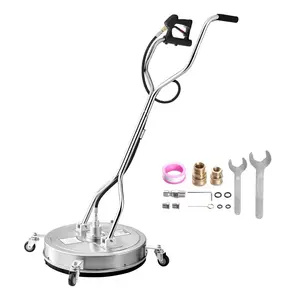 VEVOR 22" Pressure Washer Surface Cleaner, Stainless Steel Pressure Washer Attachments with 4 Wheels, 4000 Max PSI, 3/8 Quick Connector, 2 Spray Nozzles, Dual Handle, for Concrete, Patio, Sidewalk