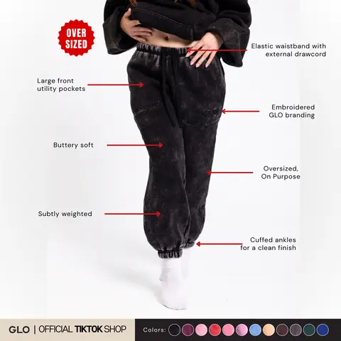GLO Kingdom Essential Snow Wash Jogger | Unisex Fit, Premium Ultra-Soft Fleece, Utility Pockets, Elastic Waistband, Activewear