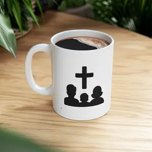 Silhouette Family Religion Mug Christian Coffee Cup for Men Women | Faith-Based Ceramic Coffee Tea Mug 11oz 15oz | Inspirational Family Bible Lover Gift | Office or Home Desk Mug Birthday Christmas Gift | Viral TikTok Christian Mug