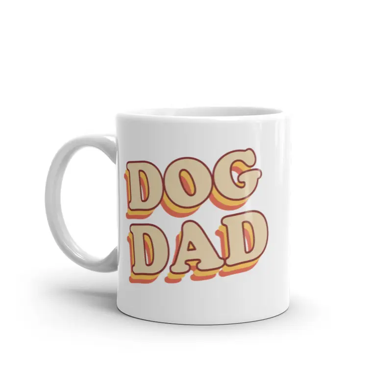 Dog Dad Mug Funny Puppy Lover Retro Pet Graphic Novelty Coffee Cup - 11oz Funny Coffee Mugs Ceramic Printed Drinkware Cup