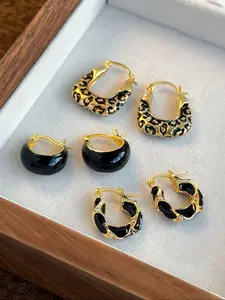 Elegant Leopard Print Statement Earrings Set for Women, Vintage Style Party Jewelry, Unique Daily Wear Accessories, 3 Pairs