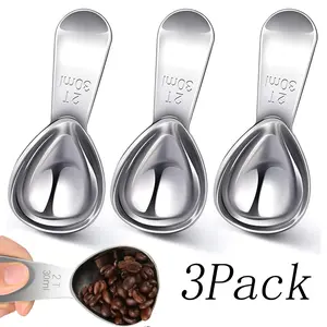 3 Pack Stainless Steel Coffee Spoons,Short Handle Tablespoon,Silvery Measuring Spoons,Ground Coffee Measuring Spoon,for Kitchen, Restaurant