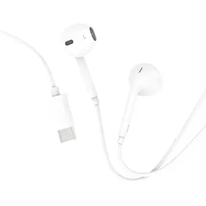Wired Earphones Type C Plug, In-Ear Earbuds for iPhone 17 16 15 Series, Android, Samsung, Google Pixel, [Microphone & Volume Control] Plug & Play Wired Headphones Audio Headset Earplugs