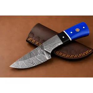 Damascus Steel Knife – 512 Layer Hand Forged Blade with Buffalo Horn, Resin & Damascus Bolster Handle