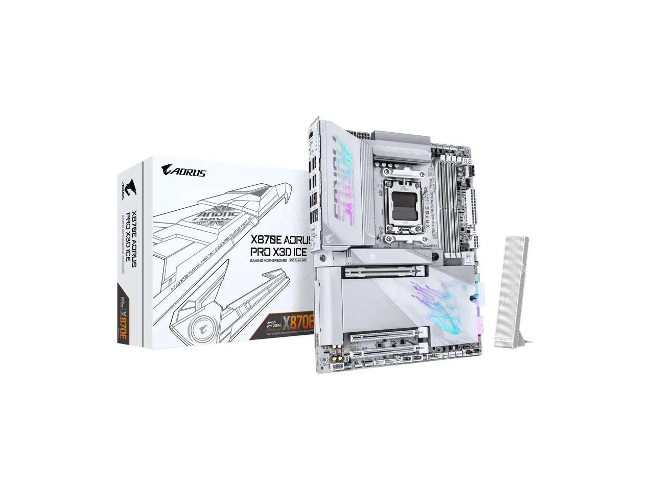 GIGABYTE X870E AORUS PRO X3D ICE AM5 AMD X870E ATX Motherboard GIGABYTE X870E AORUS PRO X3D ICE AM5 AMD X870E ATX Motherboard