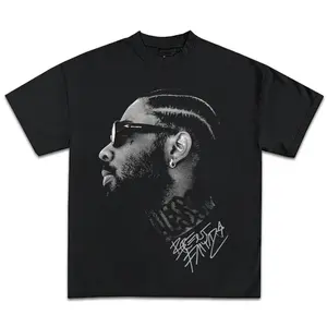 Vintage Rap Style Graphic Tee, Hip Hop Cotton Streetwear Shirt