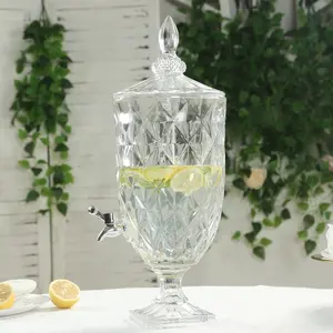1.3 Gallon Clear Glass Beverage Dispenser with Spigot 21"