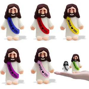 6 Pack Big Jesus Figures Rubber Jesus Toys Hide Seek Religious for Kids Girls Boys Sunday School Christmas Stocking Stuffers Gifts