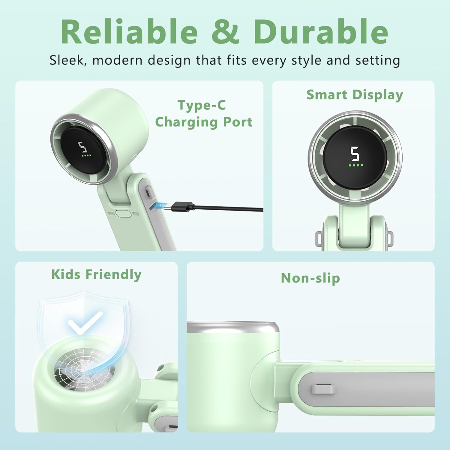 3-in-1 Head-Fold Handheld/Neck/DeskPortable Turbo Fan with LED Display, 3600mAhUSB C Rechargeable 10H Runtime,13000 RPM 5 Speeds Adjustable Pocket Cooling Fans forTravel/Camping/Office/Makeup Holiday Vacation GiftEssentials