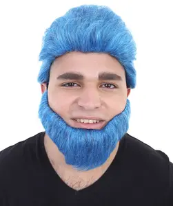 HPO Beast Wig & Beard | Blue Cosplay Halloween Wig | Premium Breathable Capless Cap