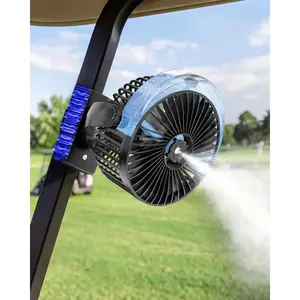 Golf Cart Fan with Misting, 12000mAh  Operated Portable Fan 4 Speeds, LED Lantern, Universal Fit for EZGO Club  Yamaha, Cruise Ship Accessories Travel Essentials